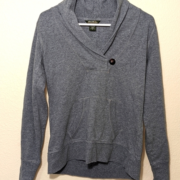 Eddie Bauer Grey Pullover V-Neck Sweatshirt with Front Pouch - Picture 7 of 7